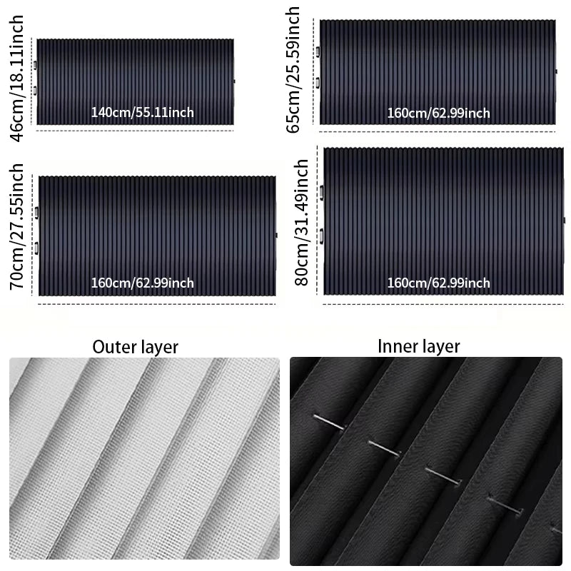 CORNING Retractable Windshield Sunshade — 99% UV Protection