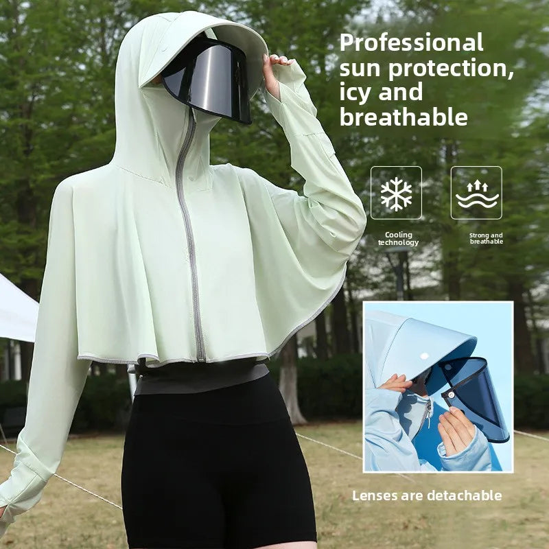 Ice Silk Hooded Sun Jacket — Full UV Protection with Face Cover