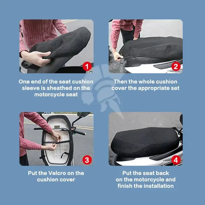3D Mesh Motorcycle Seat Cover — Breathable Anti-Slip Cushion