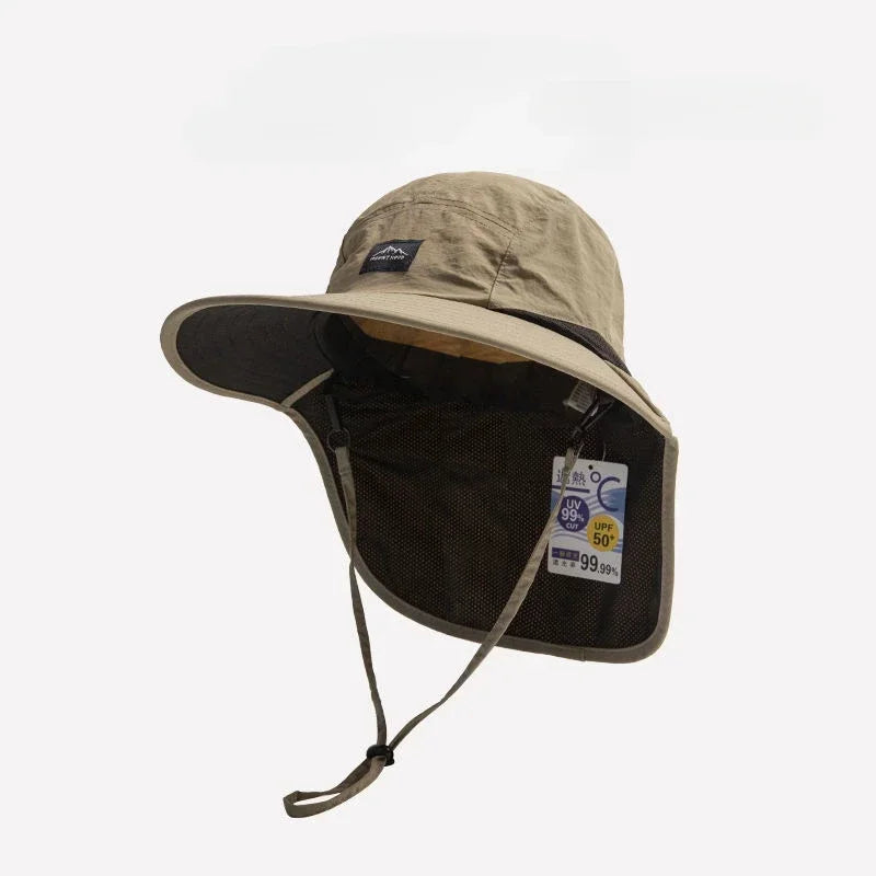 WRELS Wide Brim Bucket Hat — Neck Protection Panama Style