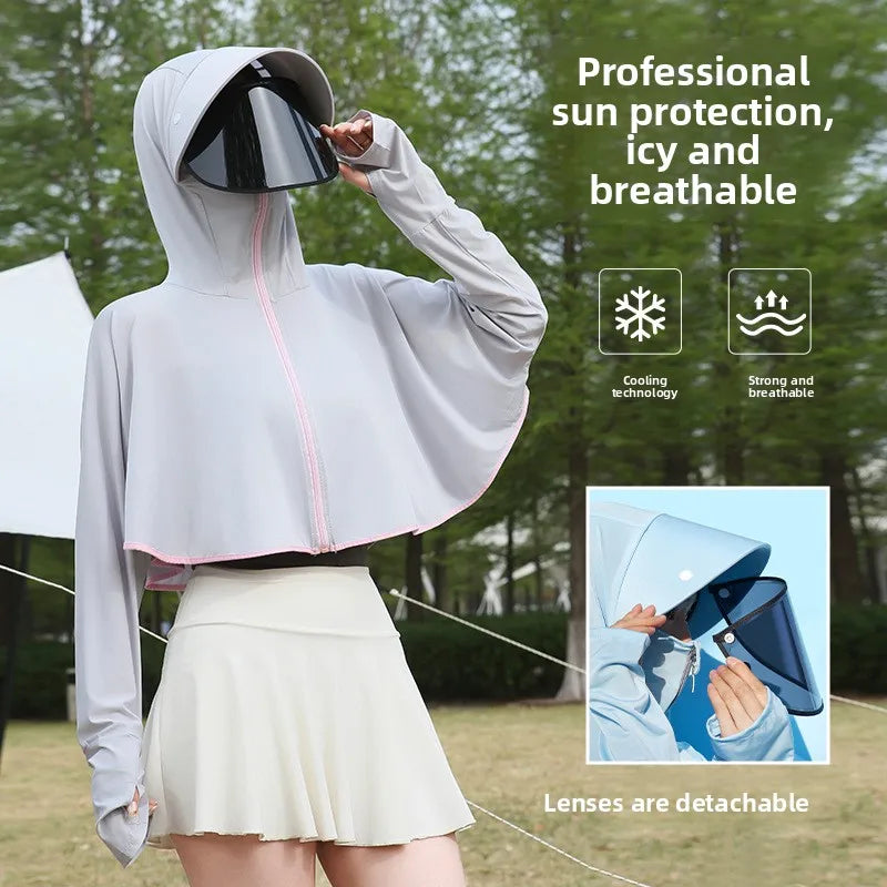 Ice Silk Hooded Sun Jacket — Full UV Protection with Face Cover