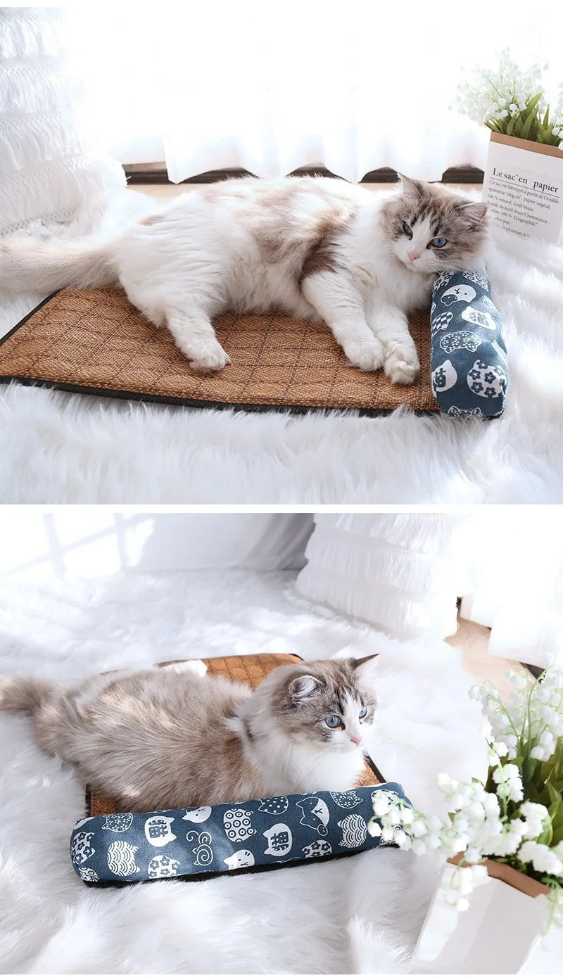 Natural Rattan Weave Cooling Mat for Cats & Dogs