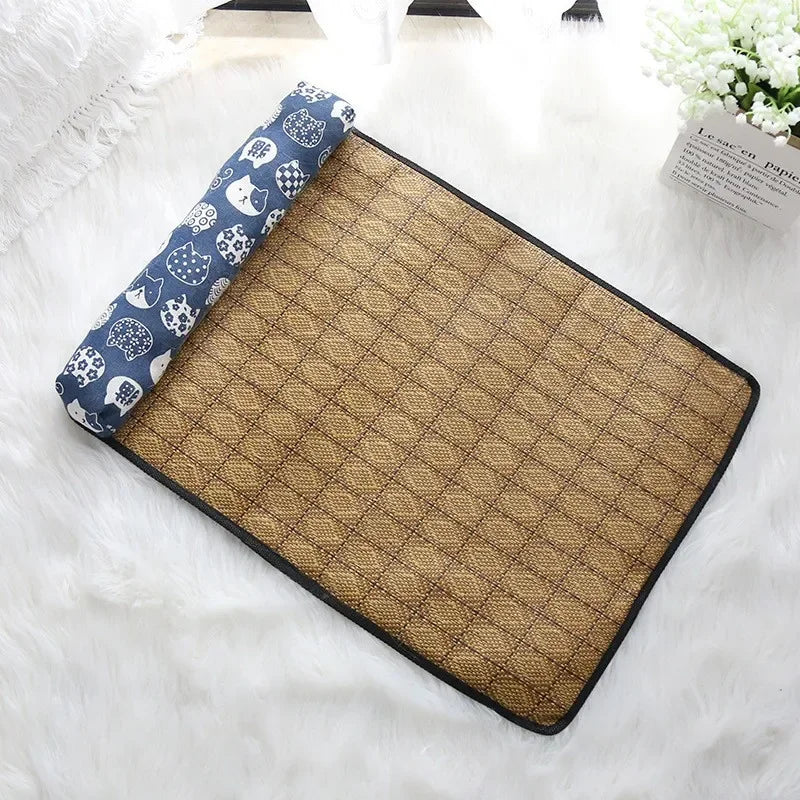 Natural Rattan Weave Cooling Mat for Cats & Dogs