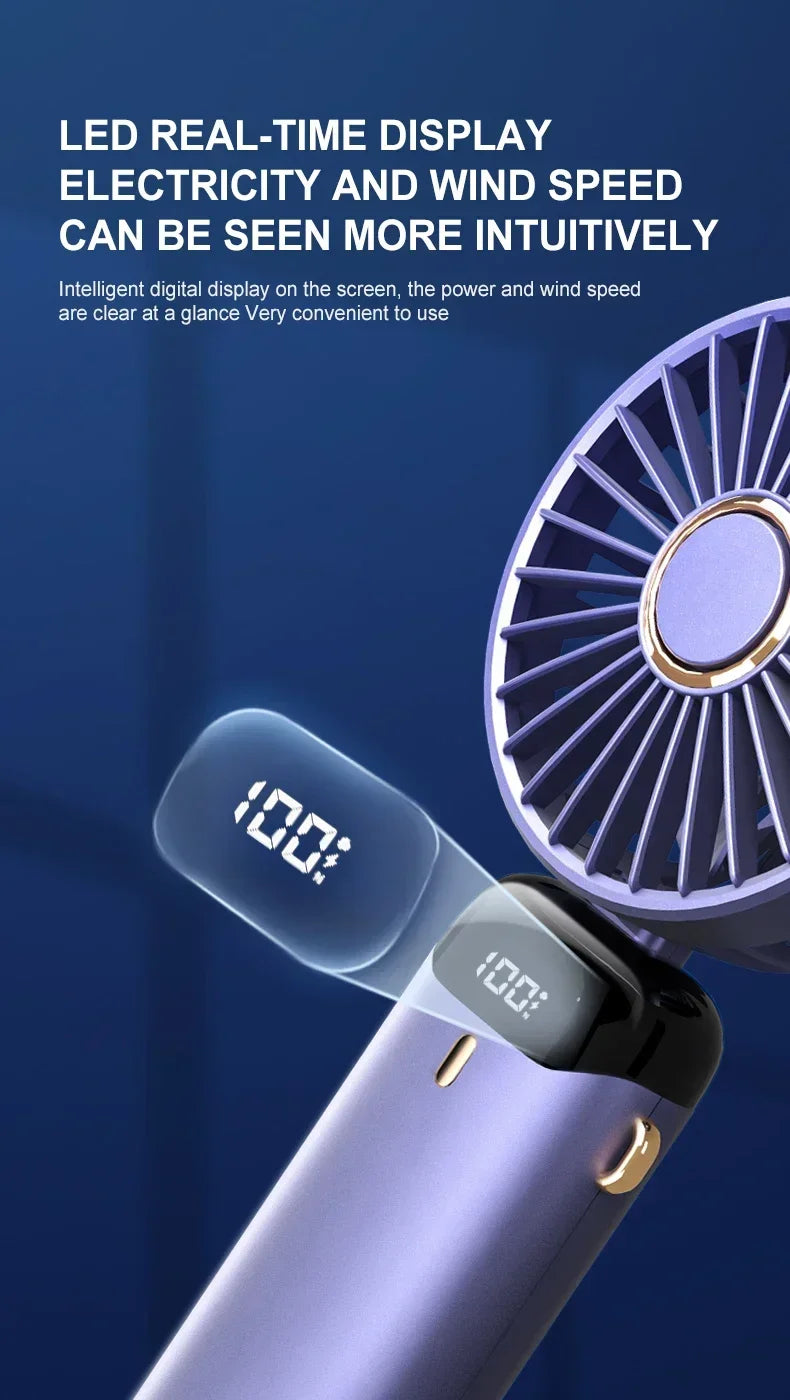 OIMG 5-Speed Neck Fan with LED Display & Phone Stand