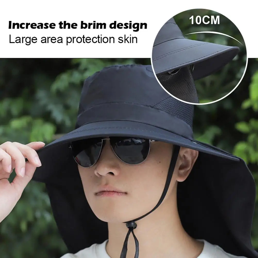Wide Brim Sun Hat with Neck Flap — UPF 50+ Protection