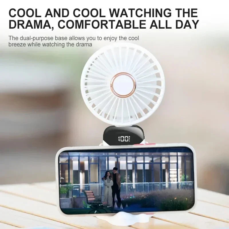 OIMG 5-Speed Neck Fan with LED Display & Phone Stand