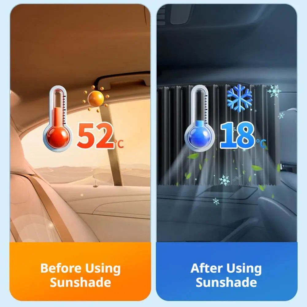Automatic Telescopic Side Window Sunshade — Embedded Track System
