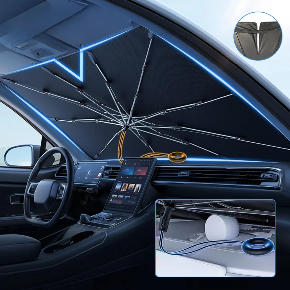 Upgraded Foldable Windshield Sunshade Umbrella — UPF 50+ Protection
