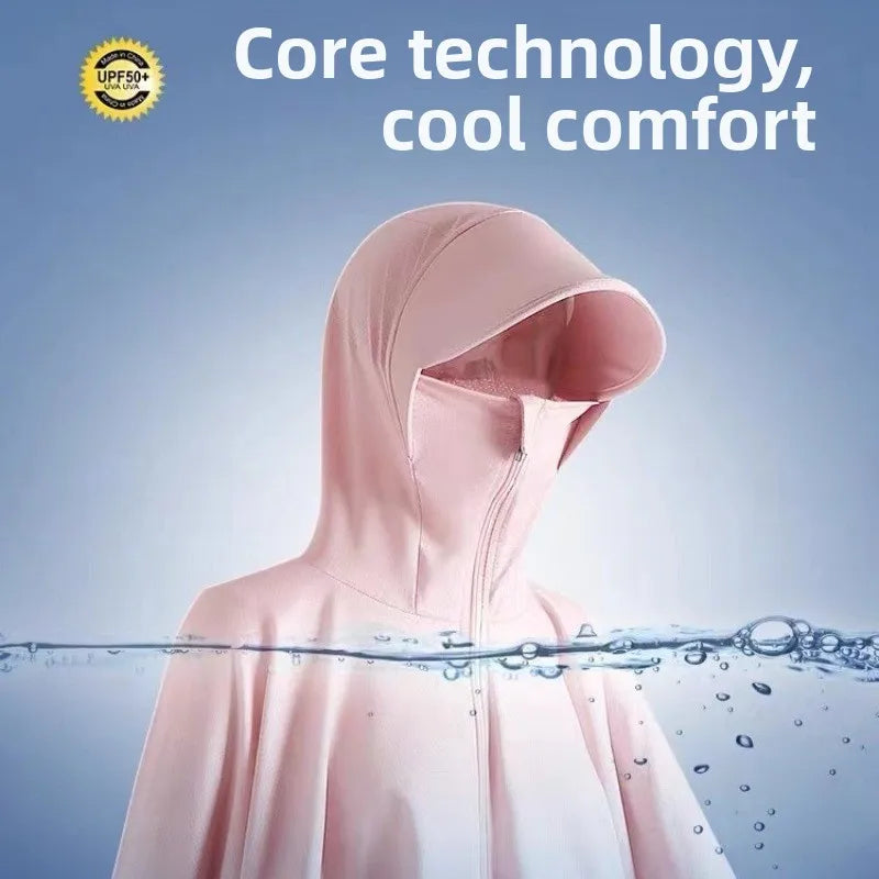 Ice Silk Hooded Sun Jacket — Full UV Protection with Face Cover