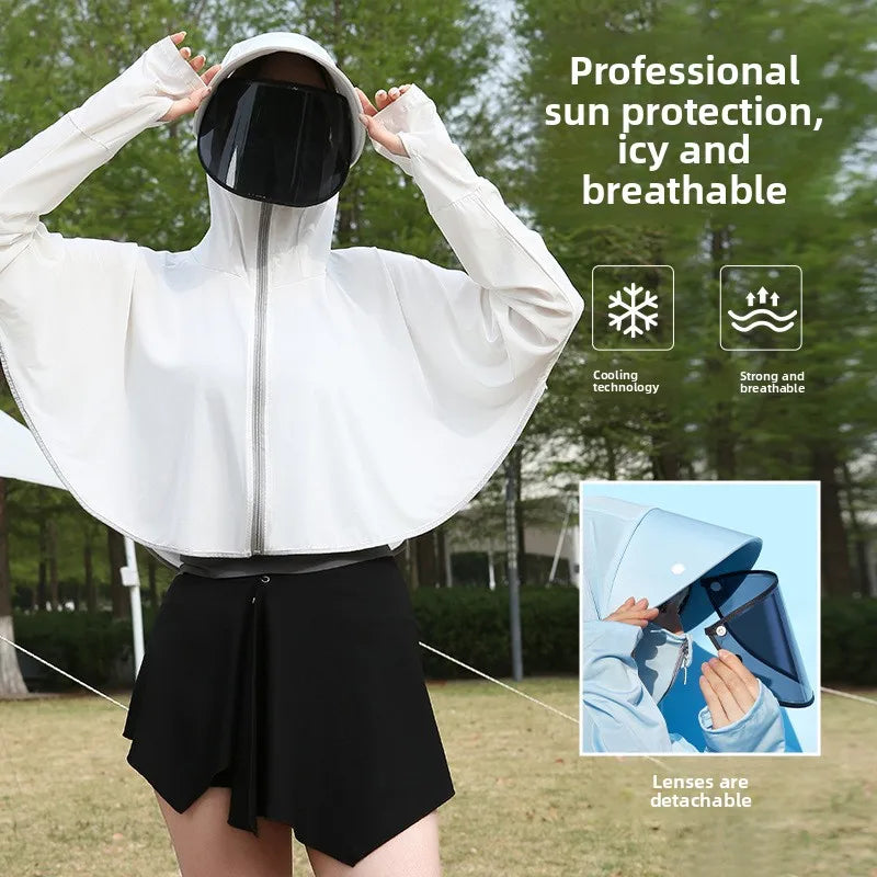 Ice Silk Hooded Sun Jacket — Full UV Protection with Face Cover