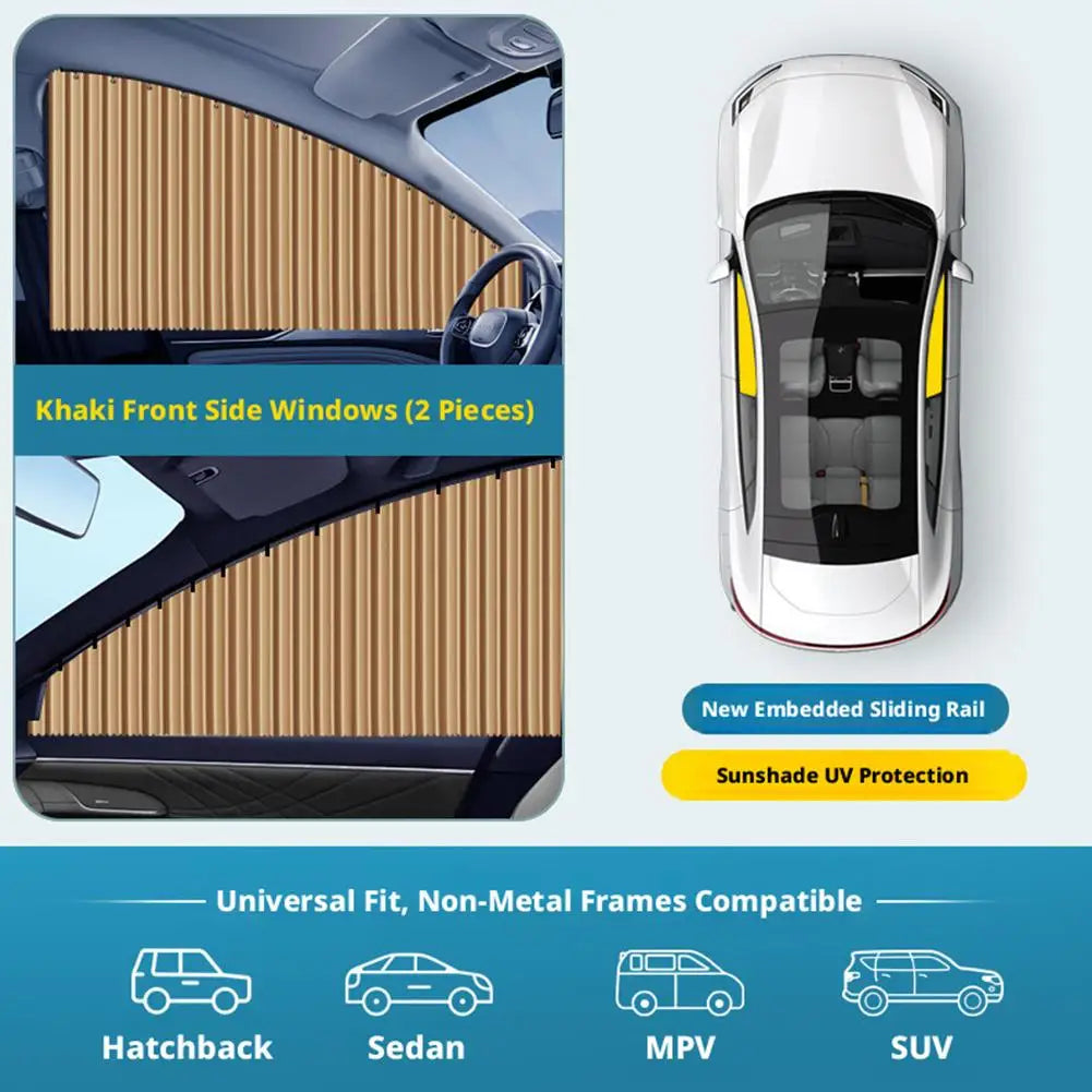 Automatic Telescopic Side Window Sunshade — Embedded Track System
