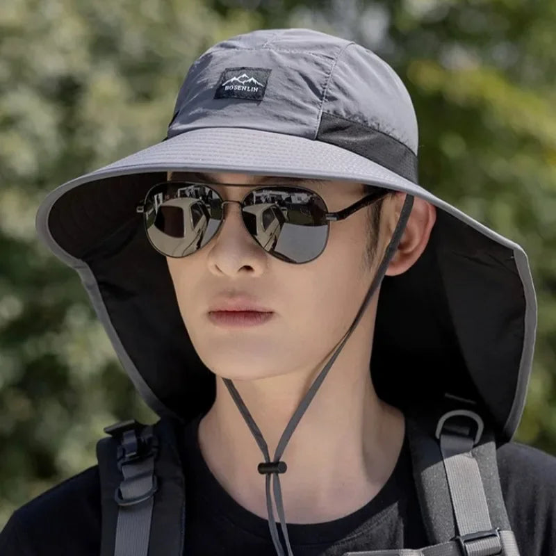 WRELS Wide Brim Bucket Hat — Neck Protection Panama Style