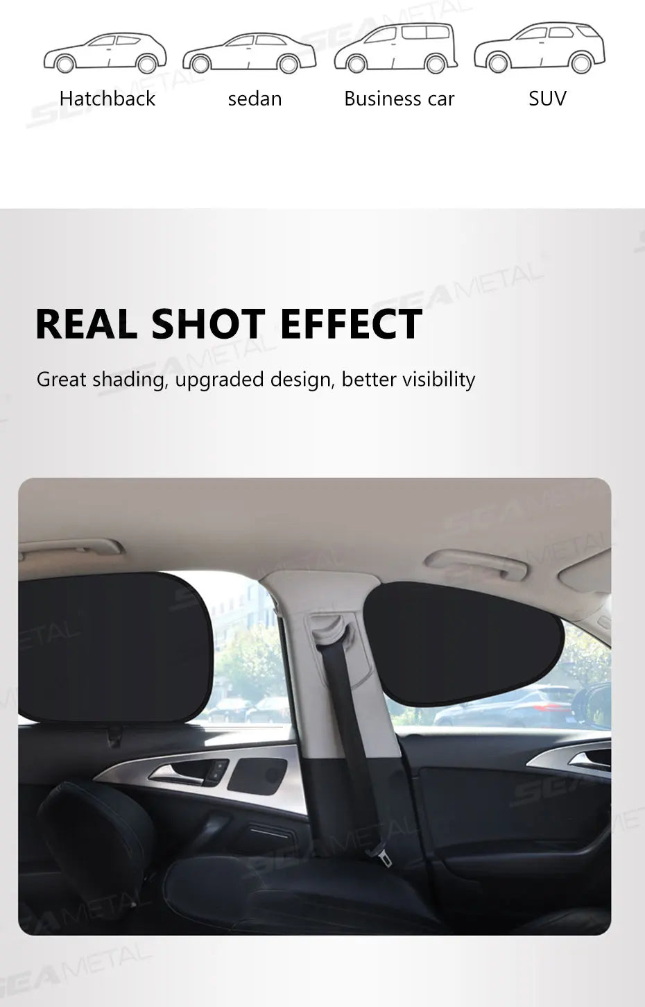 SEAMETAL Electrostatic Side Window Sunshade — 4-Layer UV Blocker