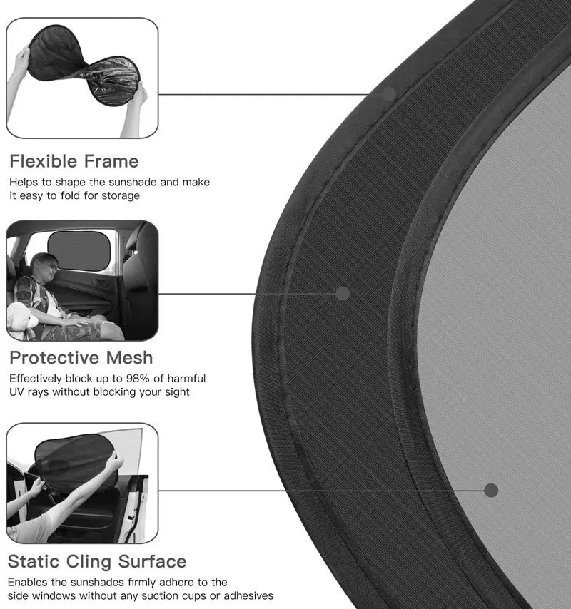 2PCS Car Side Window Sunshade — UV Protection for Baby & Pets
