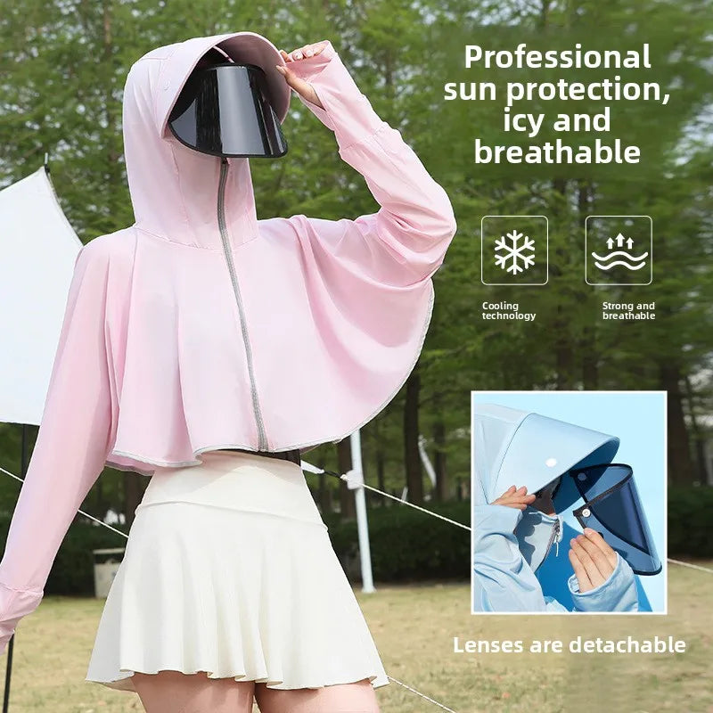 Ice Silk Hooded Sun Jacket — Full UV Protection with Face Cover