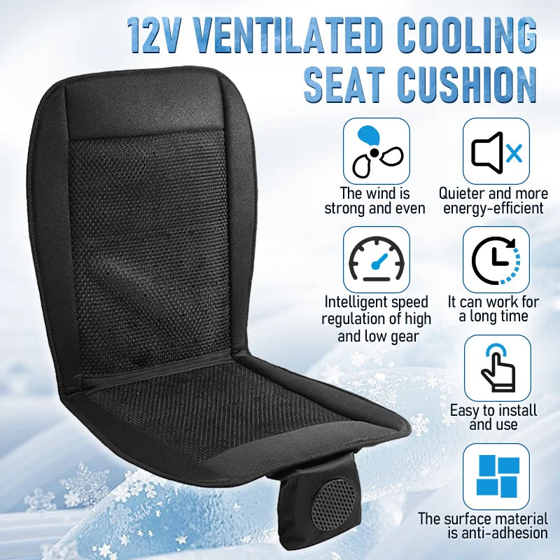 HulitTop 8-Fan Ventilated Car Seat Cushion — DC 12V