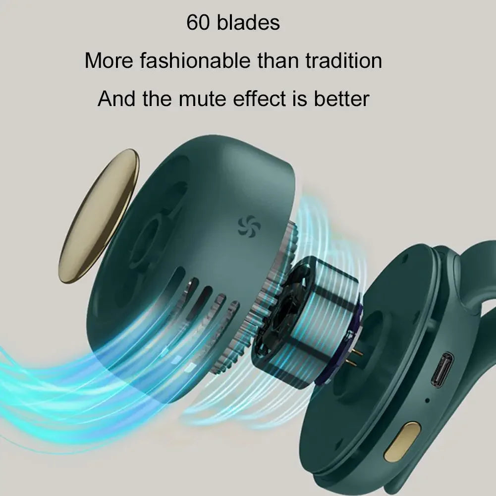 360° Silent Waist Fan — 60-Blade Bladeless Cooling