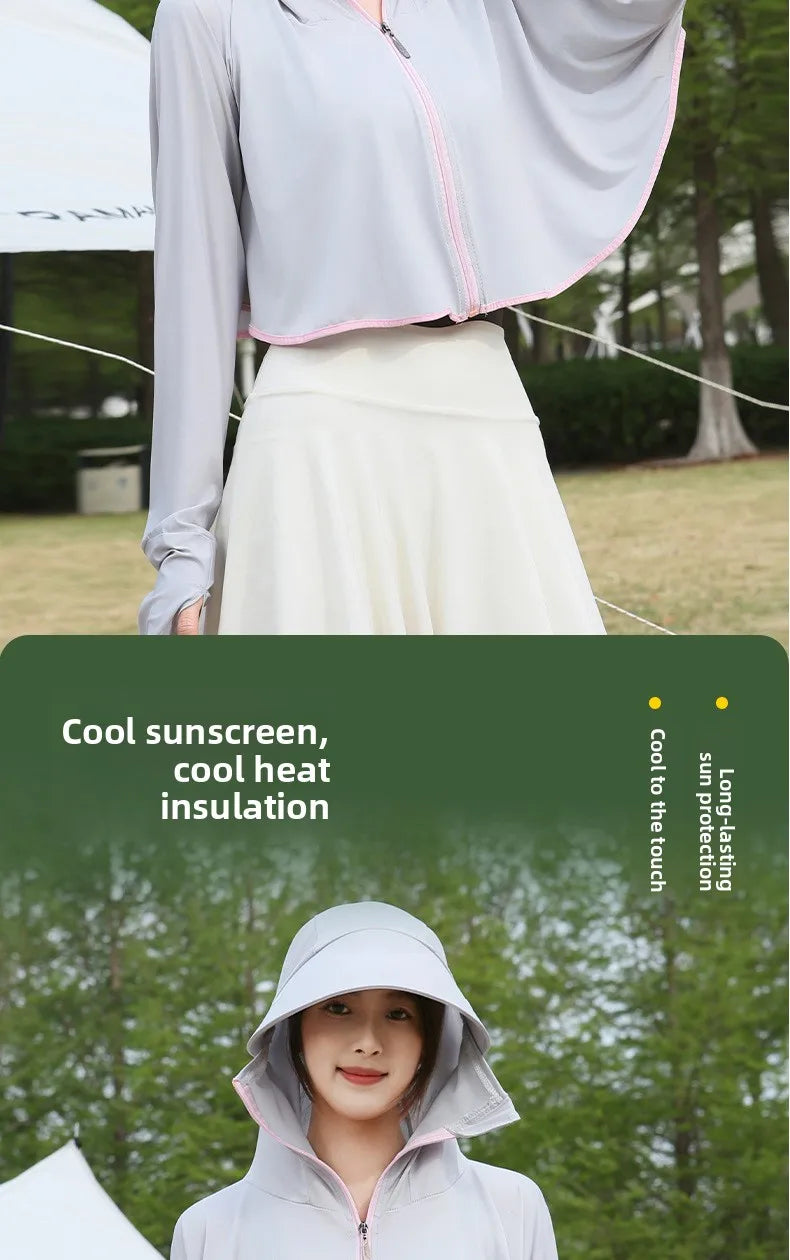 Ice Silk Hooded Sun Jacket — Full UV Protection with Face Cover