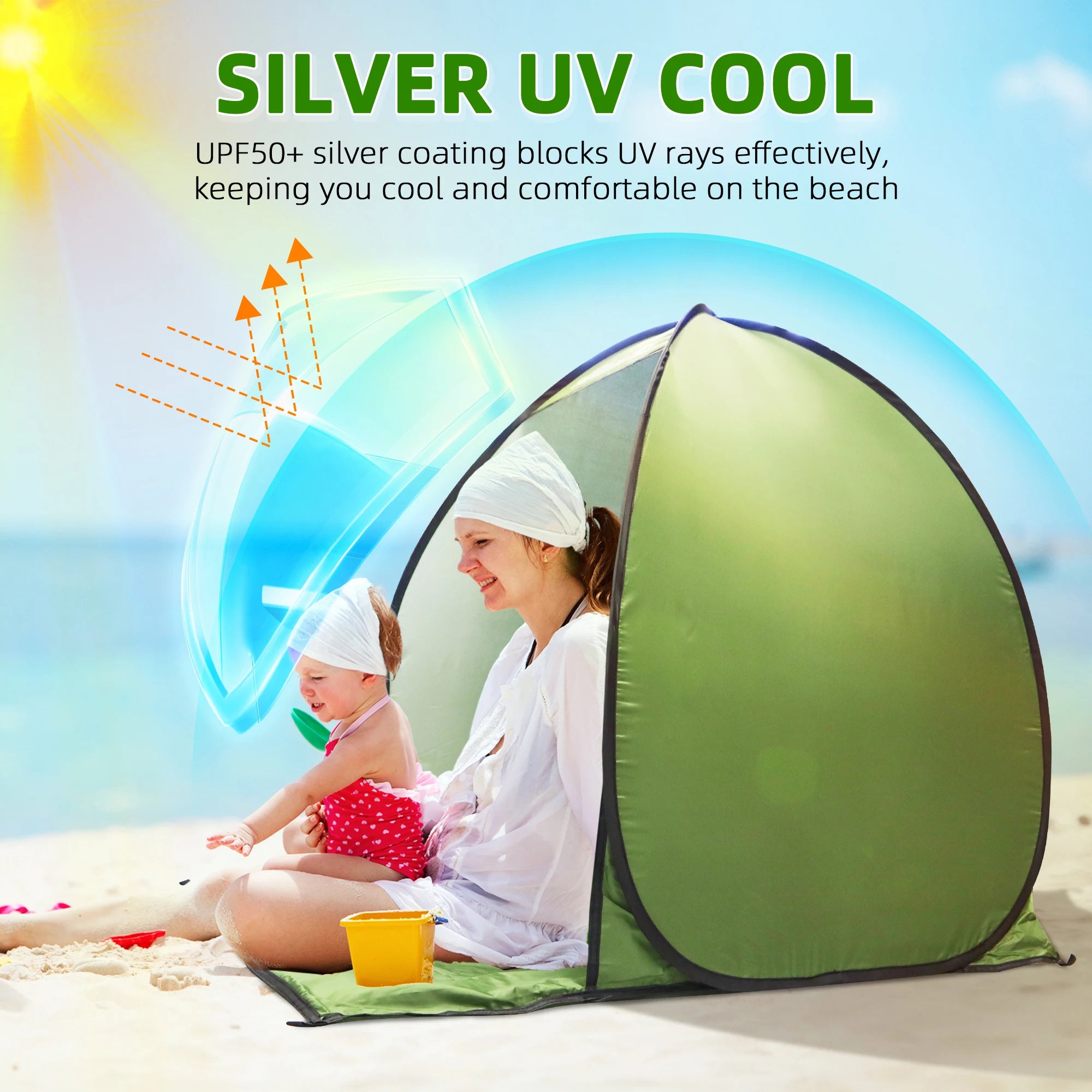 Pop-Up Beach Tent — Instant UV Shade Shelter