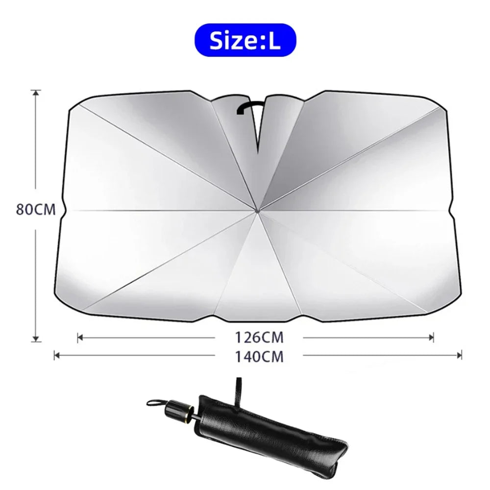 Upgraded Foldable Windshield Sunshade Umbrella — UPF 50+ Protection