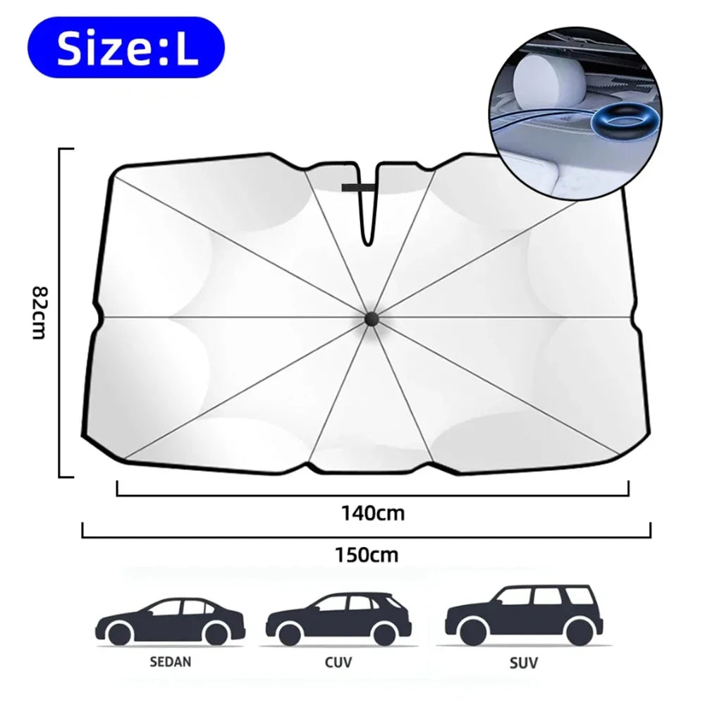 Upgraded Foldable Windshield Sunshade Umbrella — UPF 50+ Protection