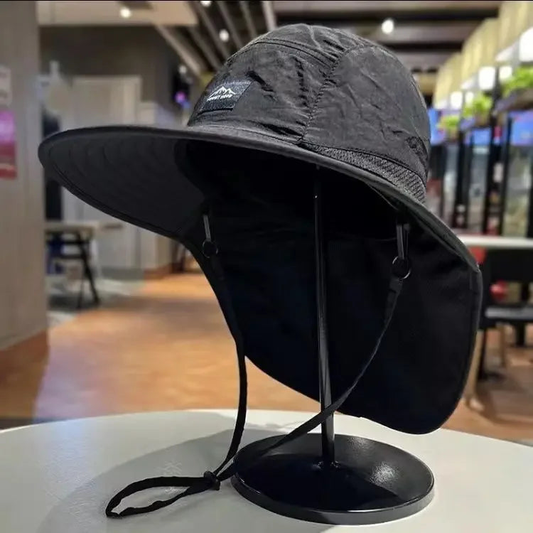 WRELS Wide Brim Bucket Hat — Neck Protection Panama Style
