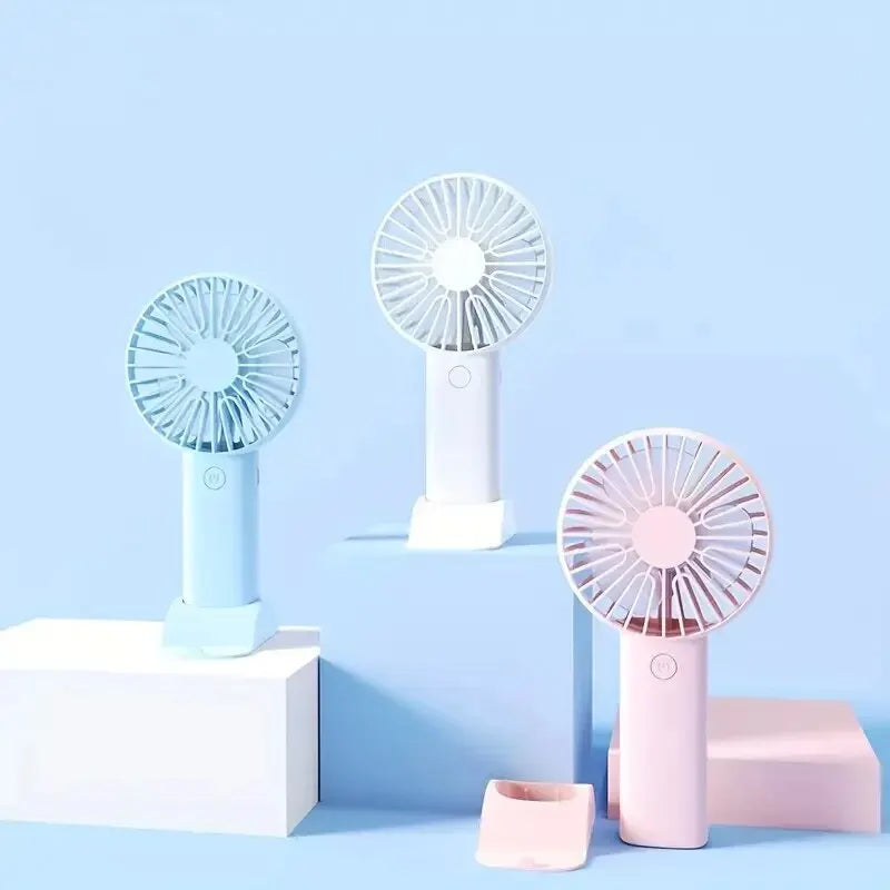 Mini USB Fan with Phone Holder — Handheld & Desktop 3-in-1