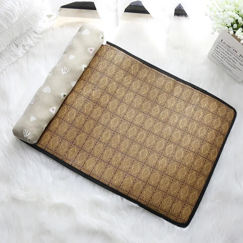 Natural Rattan Weave Cooling Mat for Cats & Dogs