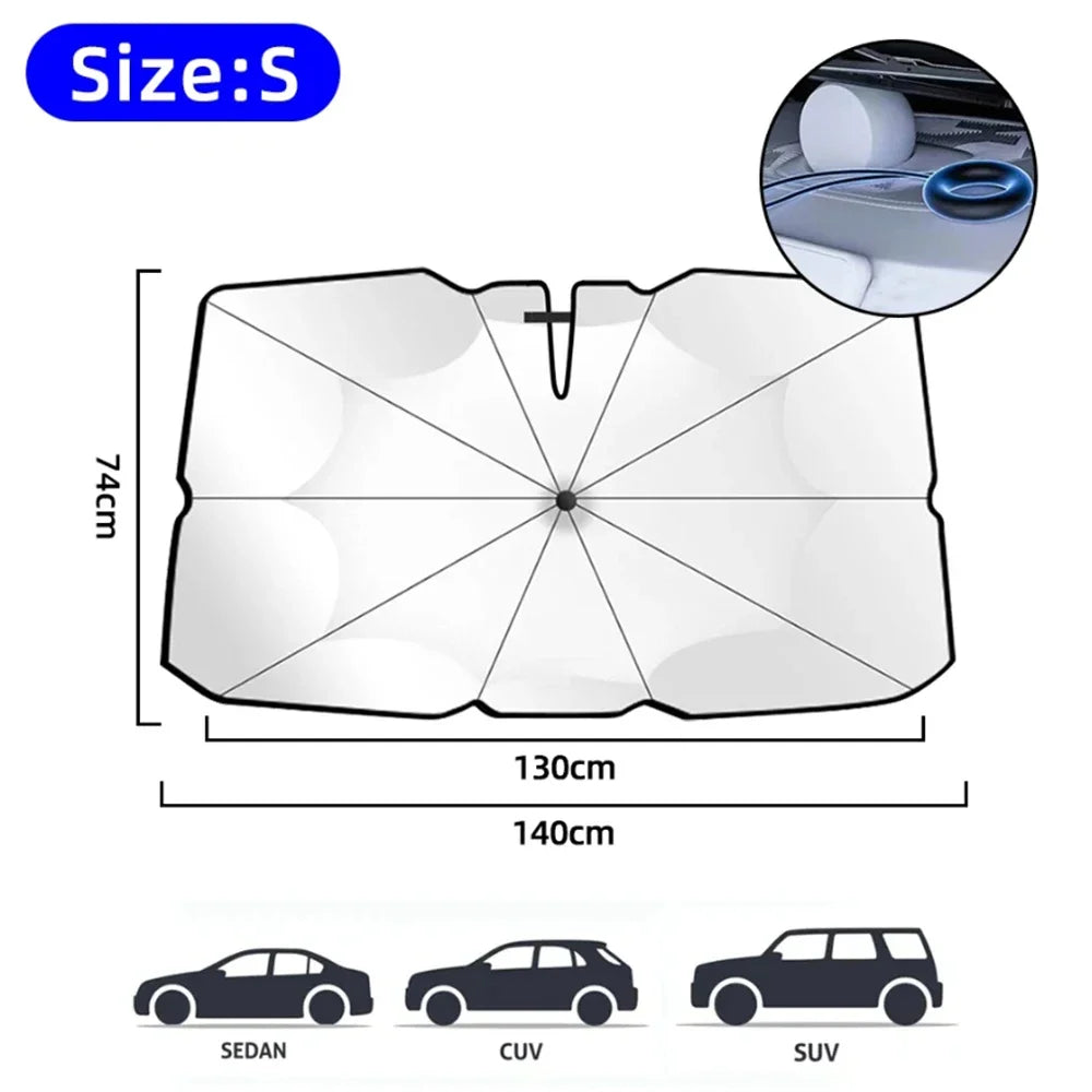 Upgraded Foldable Windshield Sunshade Umbrella — UPF 50+ Protection