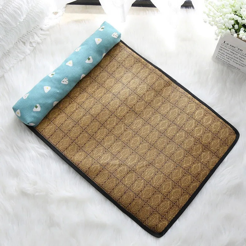 Natural Rattan Weave Cooling Mat for Cats & Dogs