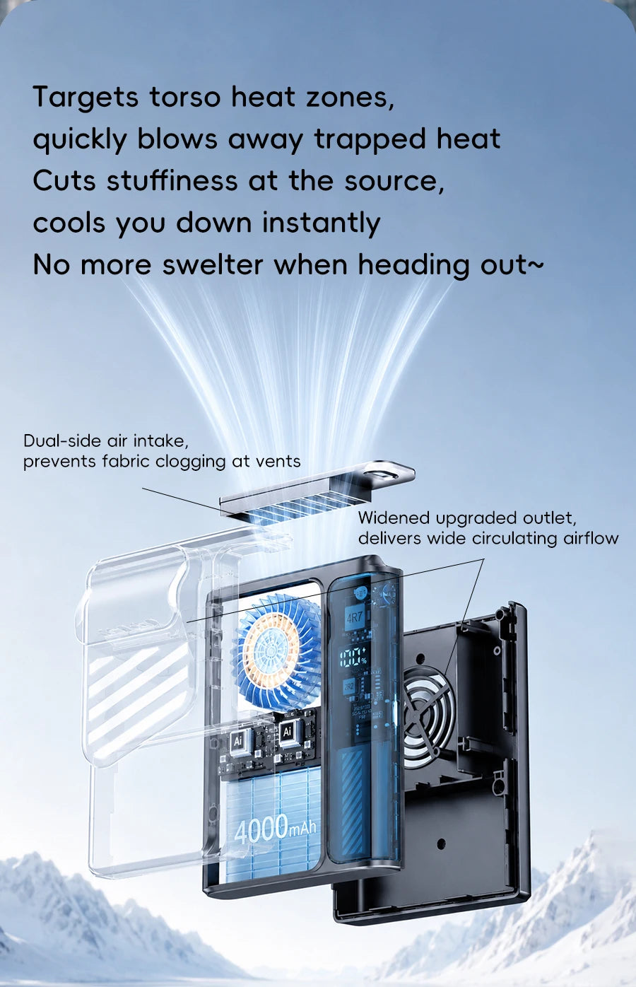 Kinscoter Waist Fan — 4000mAh Portable Bladeless Cooling Fan