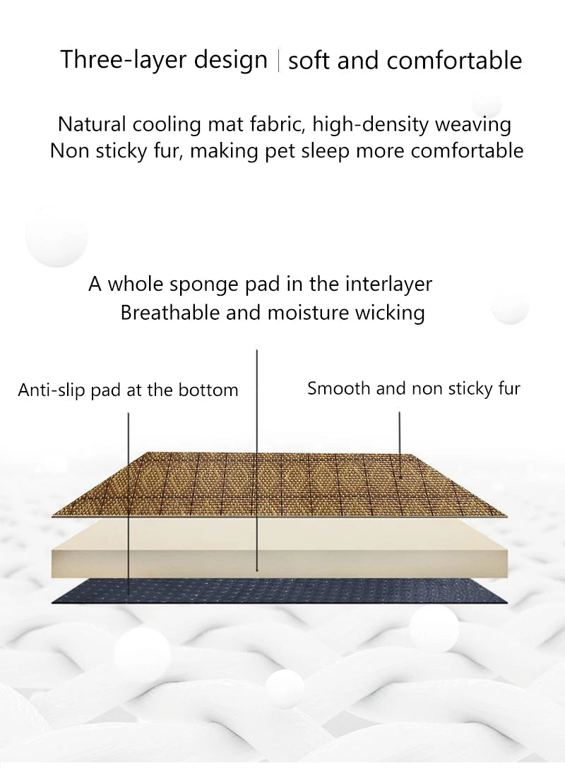 Natural Rattan Weave Cooling Mat for Cats & Dogs