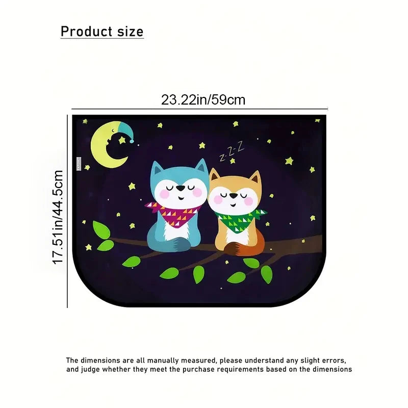 Magnetic Car Side Window Sunshade — Cute Cartoon Design for Kids