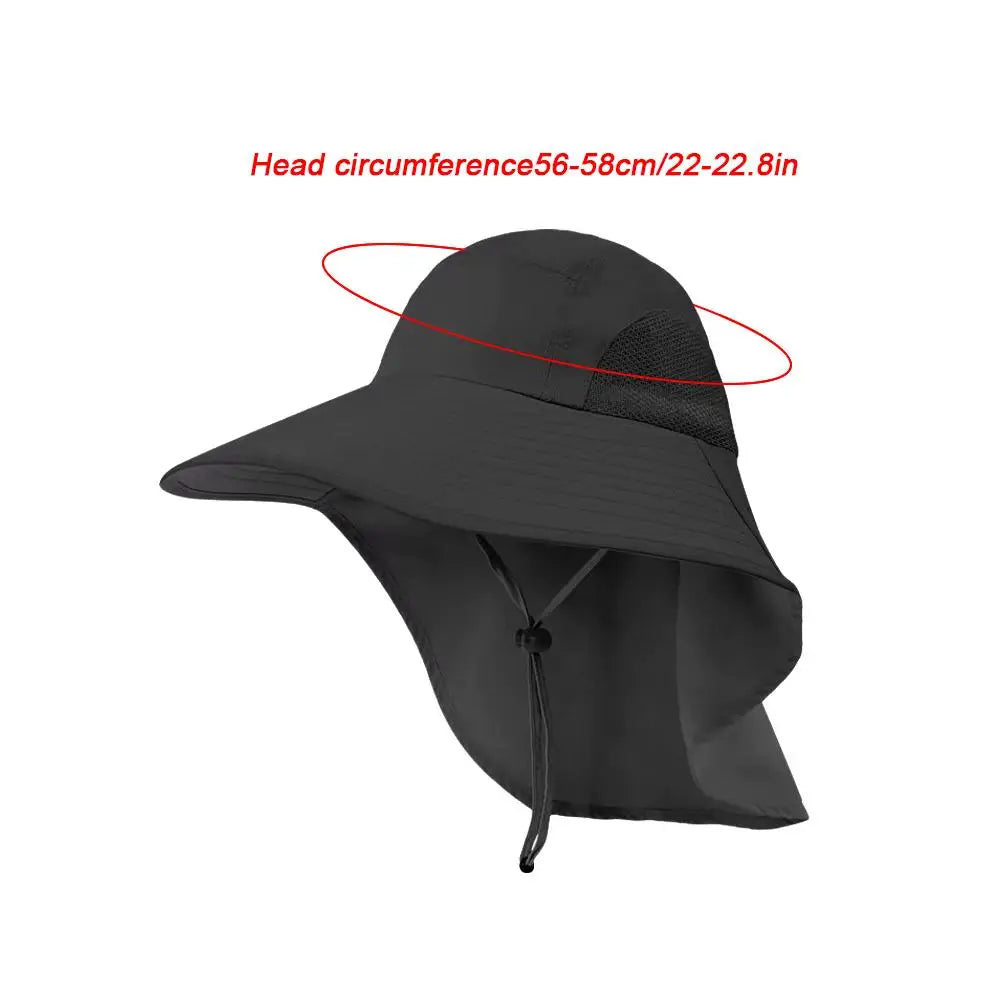 Wide Brim Sun Hat with Neck Flap — UPF 50+ Protection