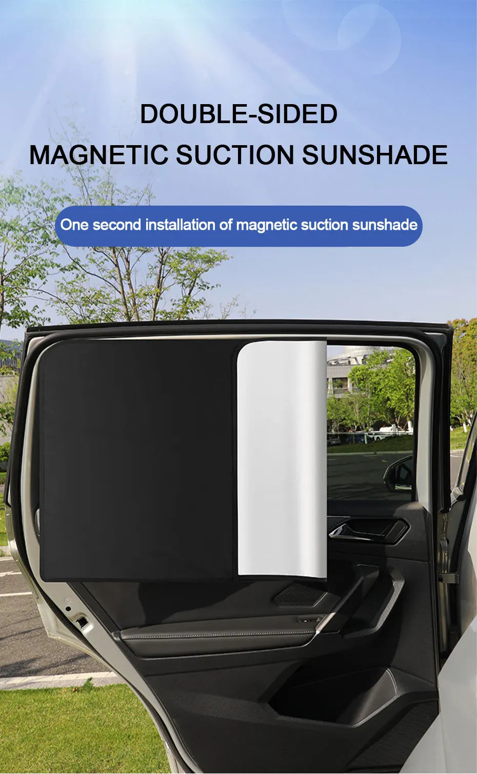 SEAMETAL Magnetic Side Window Sunshade — UV Reflective Privacy Curtain