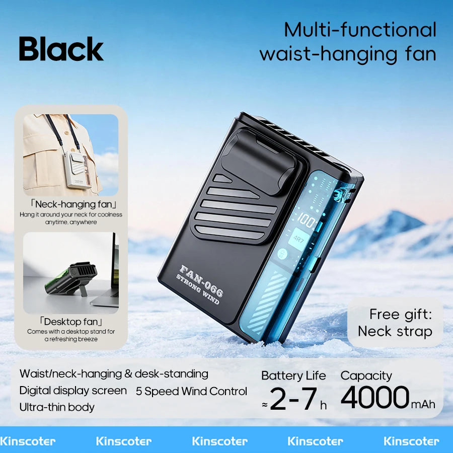 Kinscoter Waist Fan — 4000mAh Portable Bladeless Cooling Fan