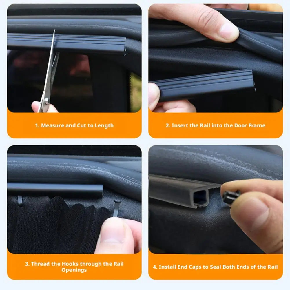 Automatic Telescopic Side Window Sunshade — Embedded Track System