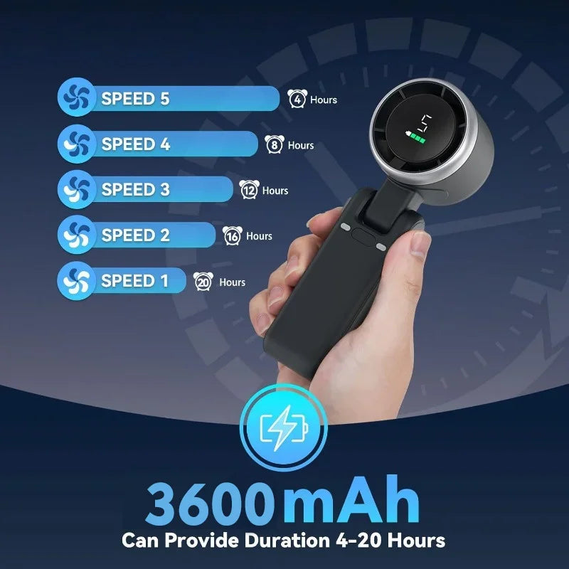 3-in-1 Portable Travel Fan — 5-Speed Rechargeable