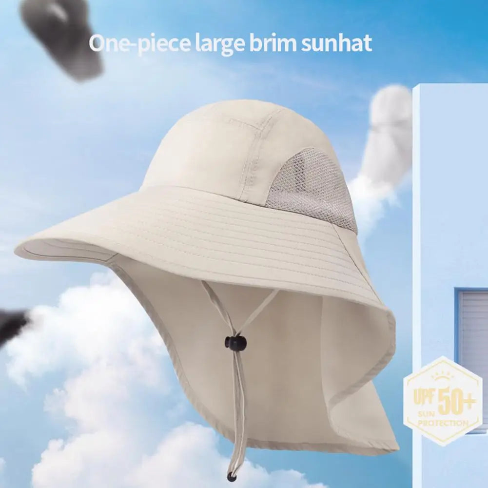 Wide Brim Sun Hat with Neck Flap — UPF 50+ Protection