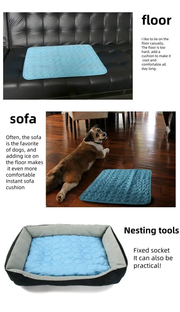 YEGBONG Cooling Pet Bed — Breathable Ice Silk Cushion