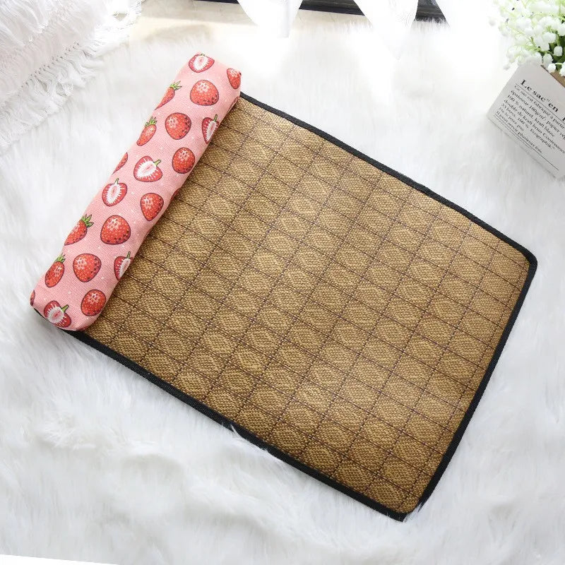 Natural Rattan Weave Cooling Mat for Cats & Dogs