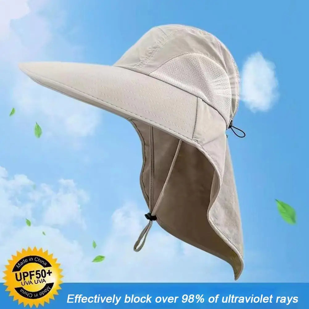 Wide Brim Sun Hat with Neck Flap — UPF 50+ Protection