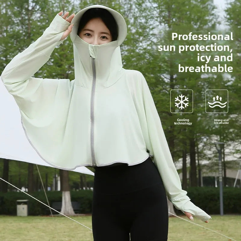Ice Silk Hooded Sun Jacket — Full UV Protection with Face Cover