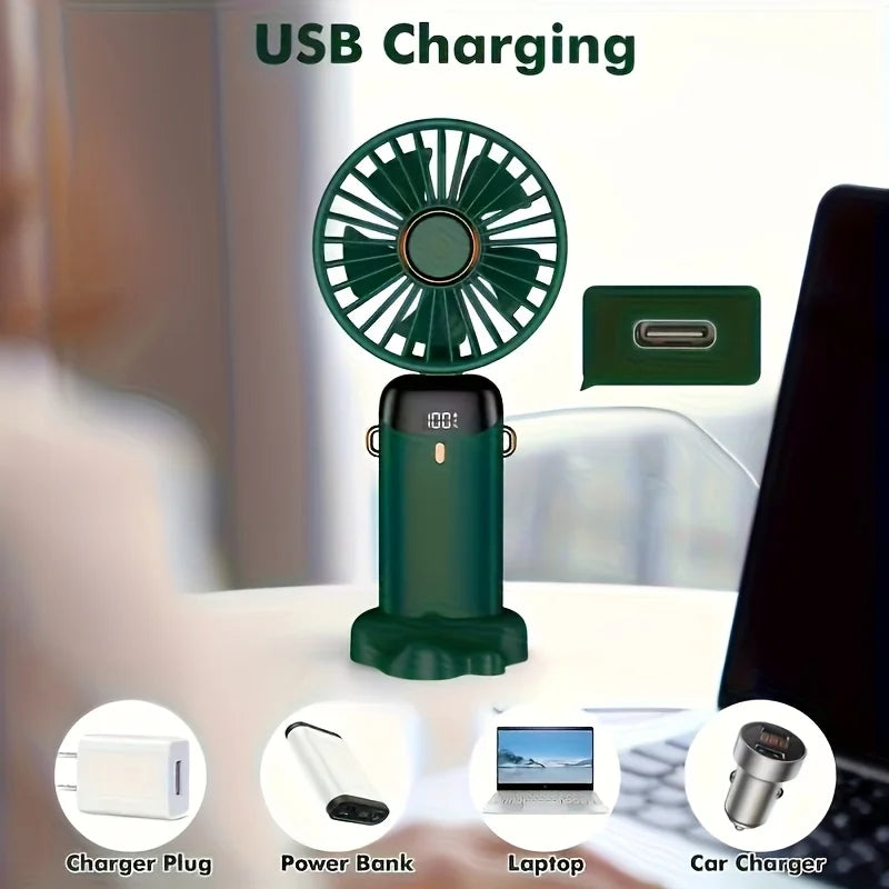 Portable Mini Fan — 6-Speed USB Rechargeable Handheld Fan