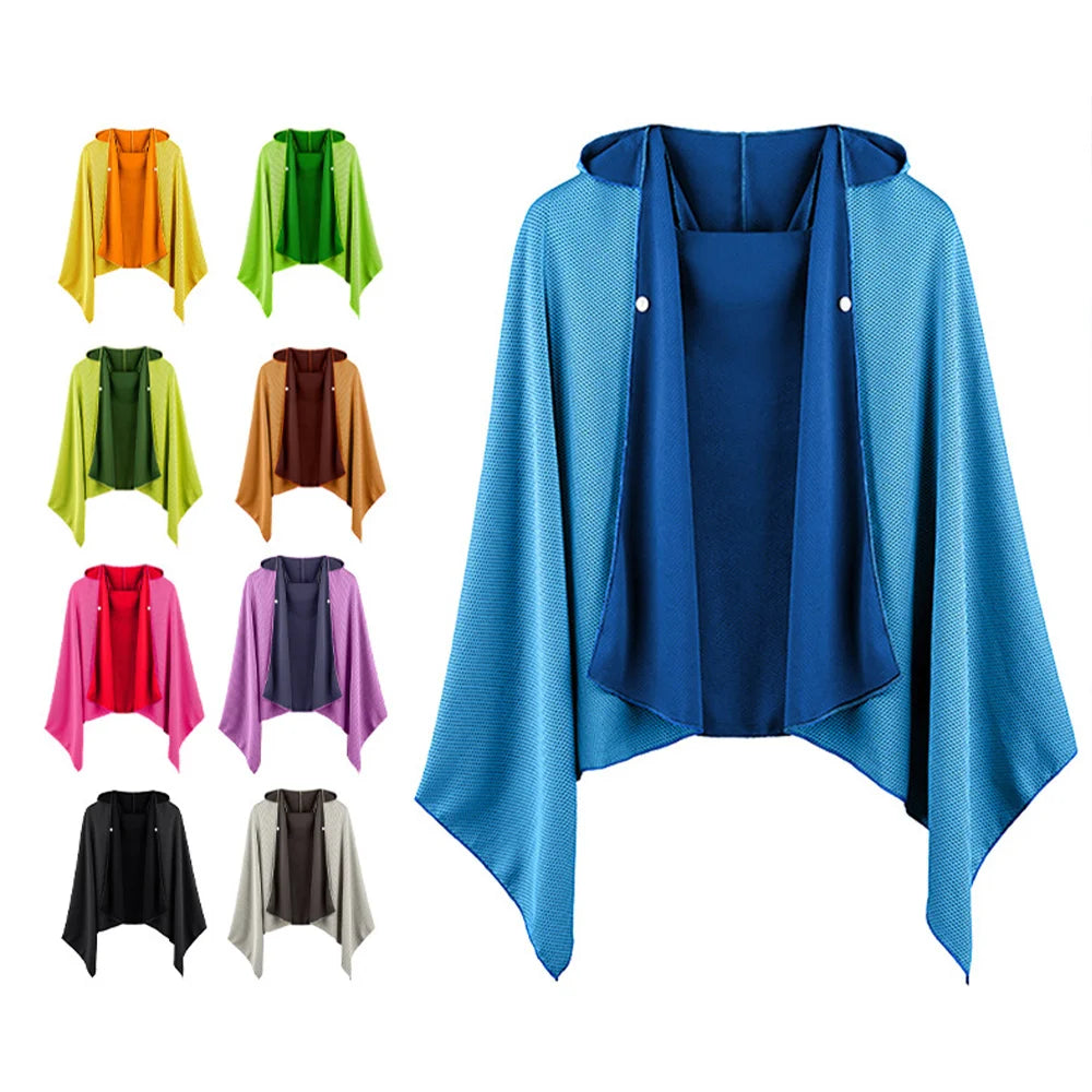 4-in-1 Cooling Hooded Poncho — Instant Cool-Down Wrap