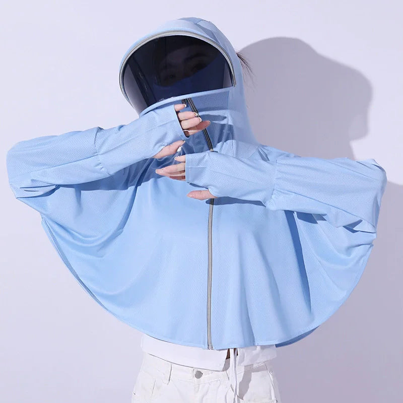 Ice Silk UV Protection Sun Cape — Lightweight Summer Cover-Up